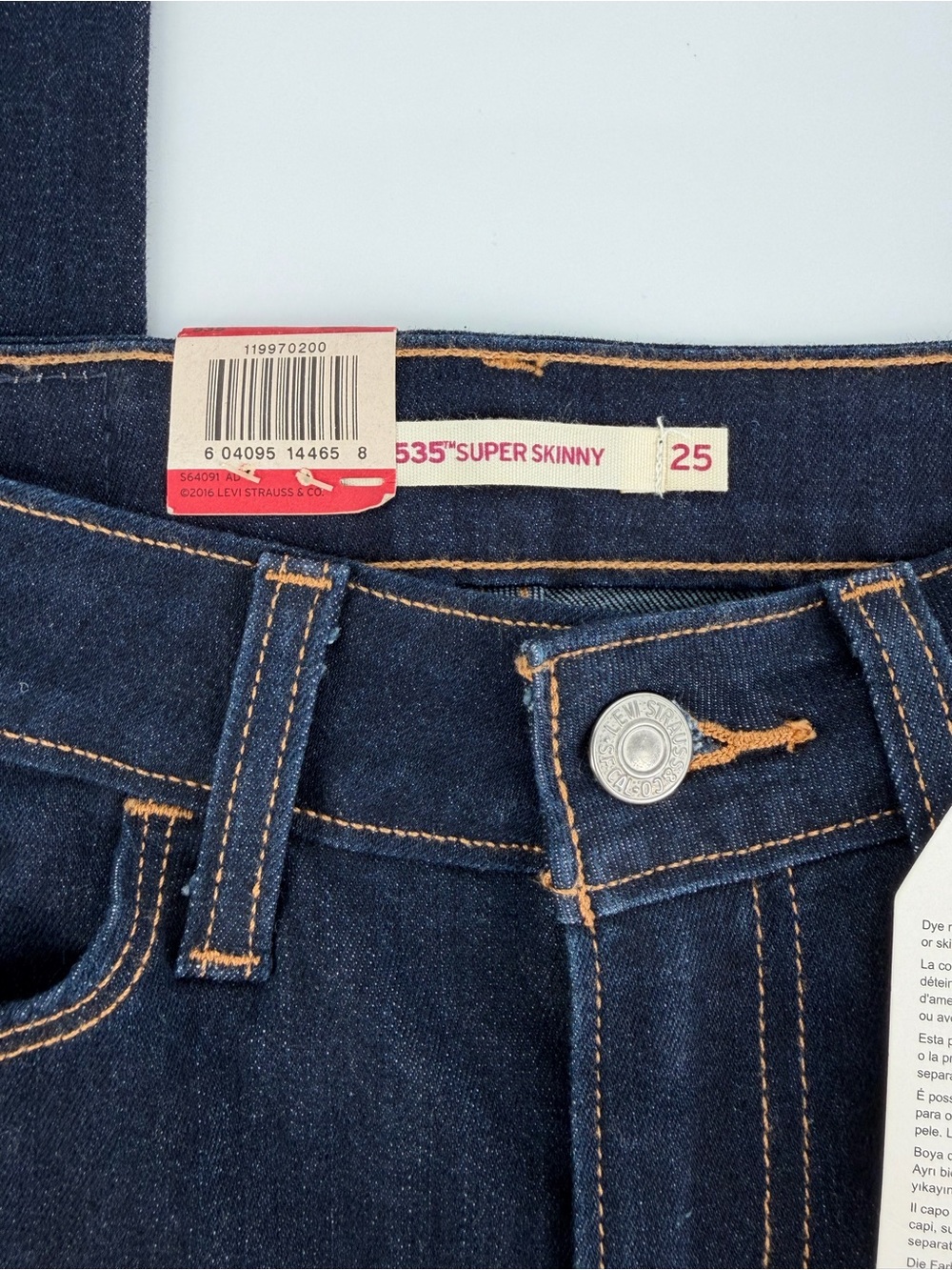 Levi’s 535 Super Skinny Jeans Womens 25x30 Dark Wash Blue Denim Stretch NWT - Picture 4 of 16